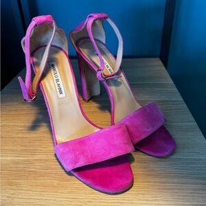 Manolo Blahnik Fuchsia Suede Heels
